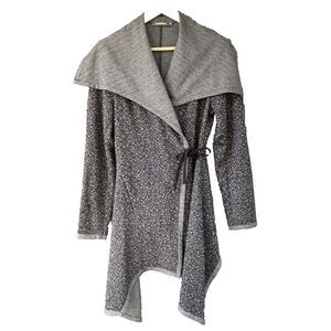 Alembika Knit Sweater Jacket Size 8 10 (2) Side Tie Black Shawl Collar Artsy